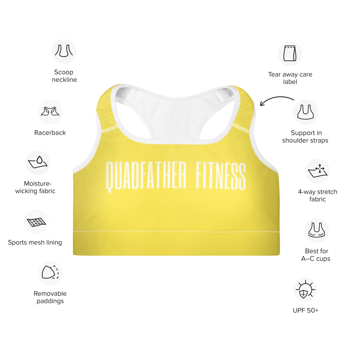 Yellow Padded Sports Bra