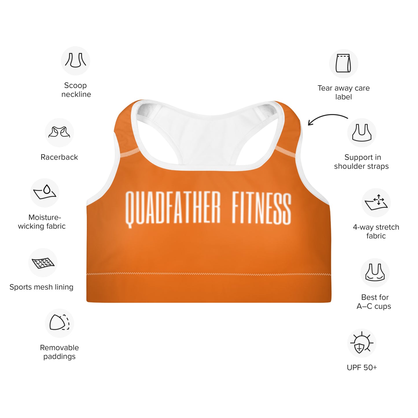 Orange Padded Sports Bra