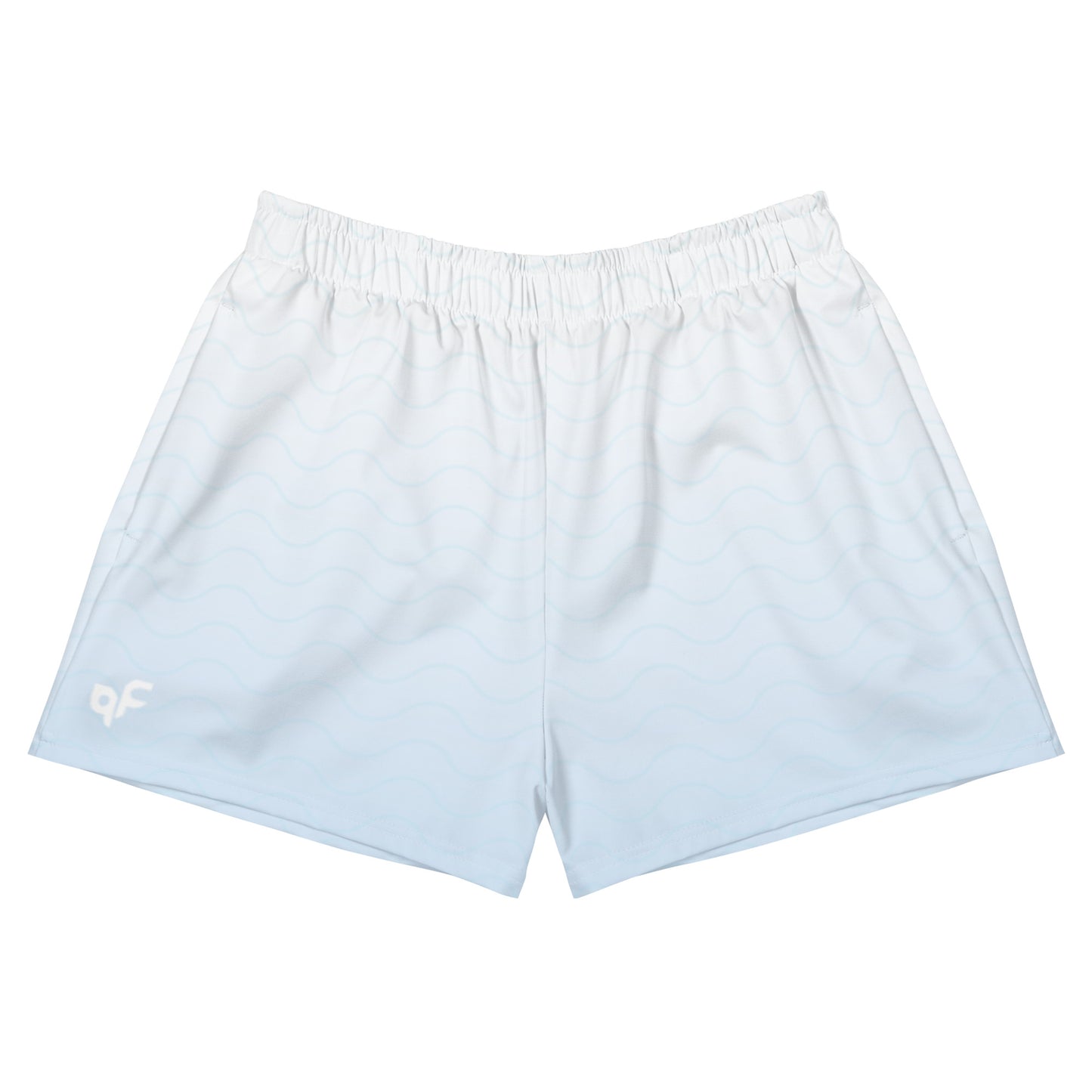 Women’s White-Blue Ombre Loose Athletic Shorts